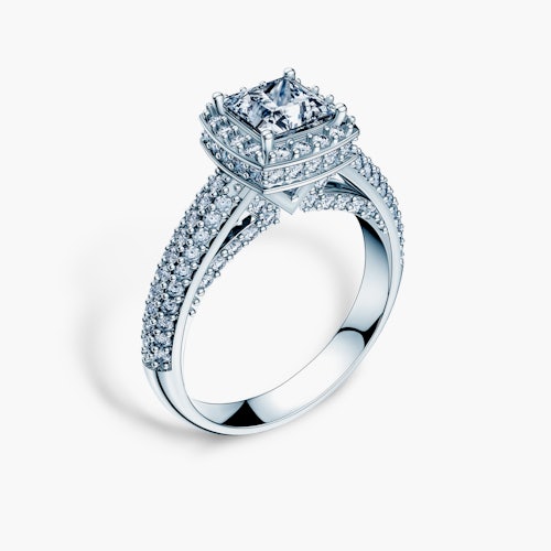 Pierścionek Savicki: białe złoto, diamenty